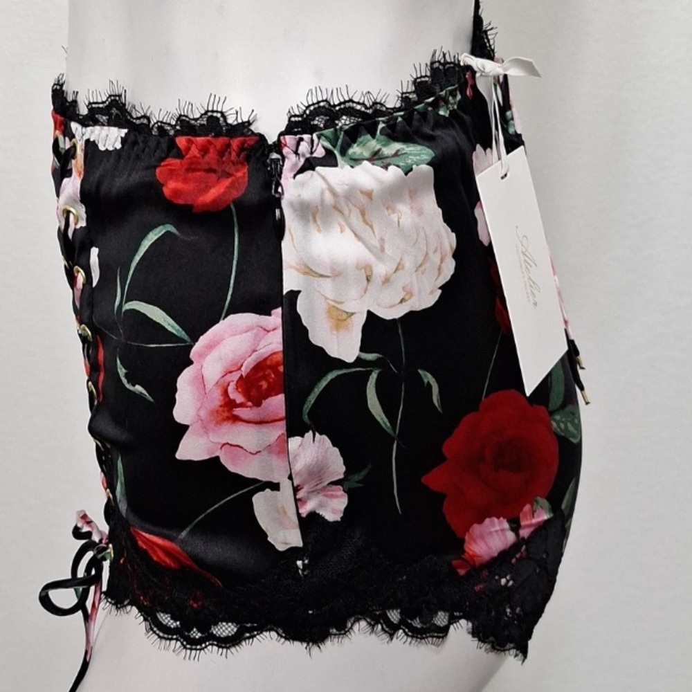 Victoria's Secret Black Floral Lace-Up Panties - Picture 7 of 10